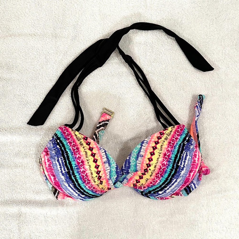 California Waves Multicolor Push-up Bikini Top, Size L